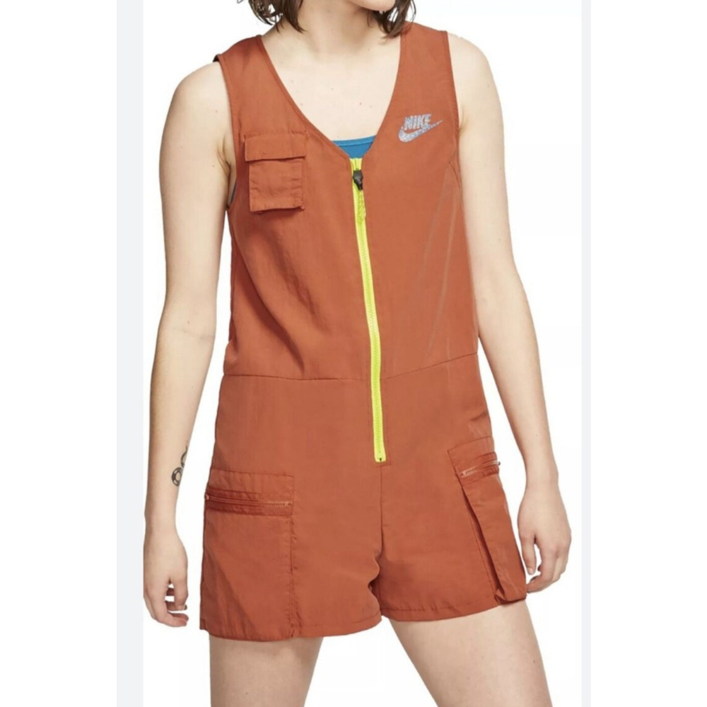 Nike Sportswear Romper Shorts Women Size‎ X-Small Orange Icon Clash